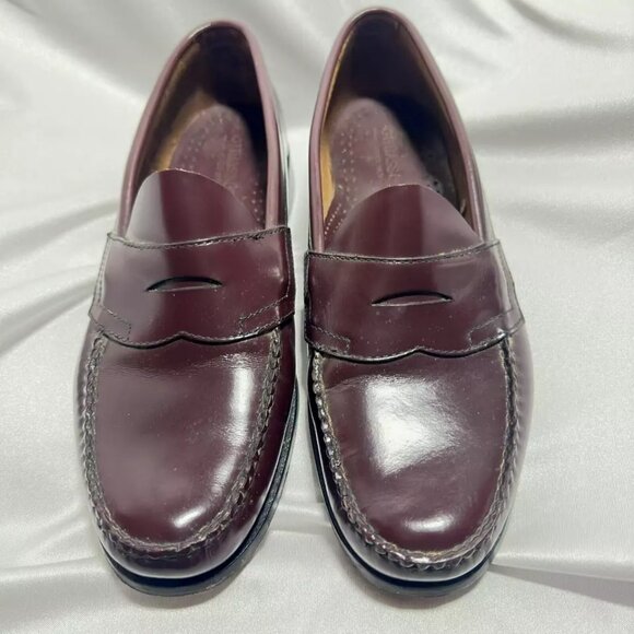 GH Bass Weejuns Shoes Mens Penny Loafers Burgundy Leather Slip On Classic 10.5 D - Picture 2 of 7